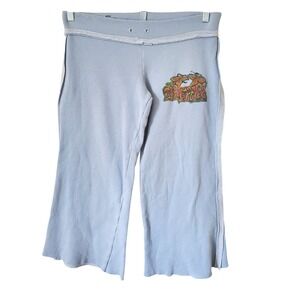 2B Free Womens Y2K Graphic Tattoo Print Cropped Sweatpants Blue USA Low Rise